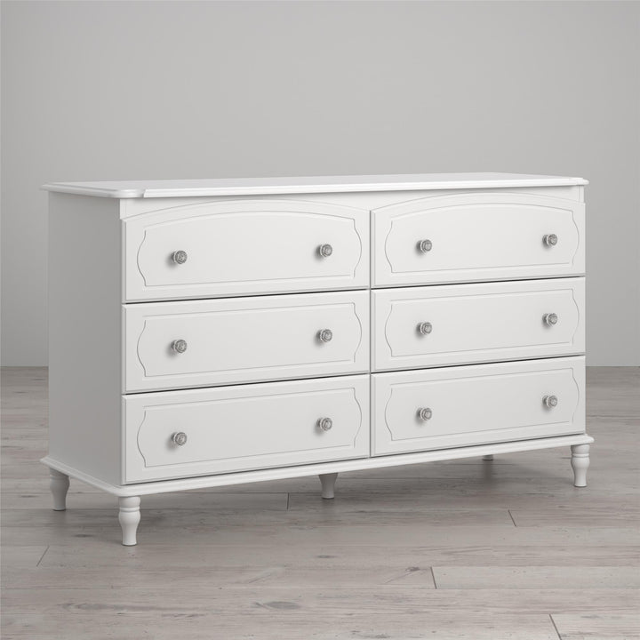 6-drawer kids’ dresser with wooden feet - White