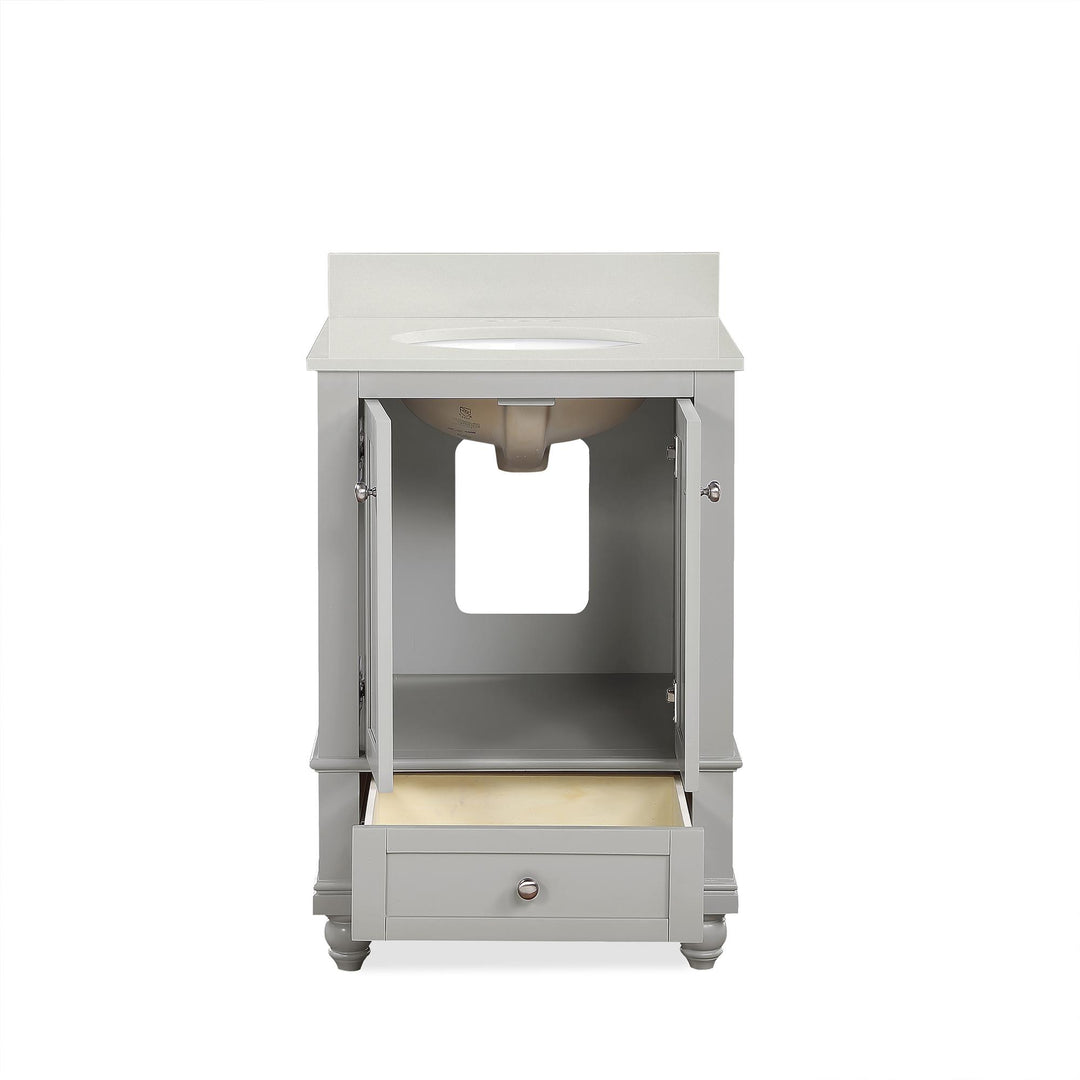 Beach-themed bathroom vanity with granite -  Gray - 24"