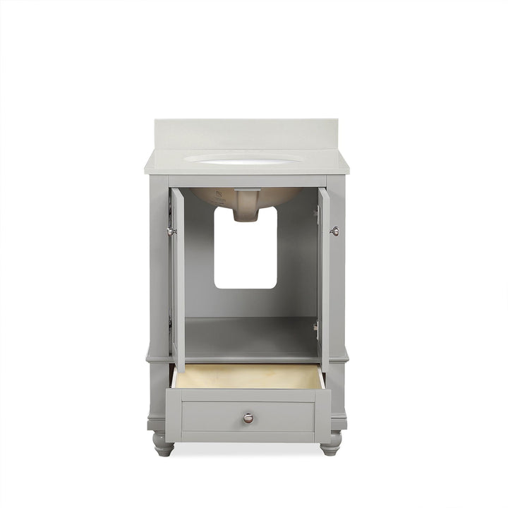 Beach-themed bathroom vanity with granite -  Gray - 24"