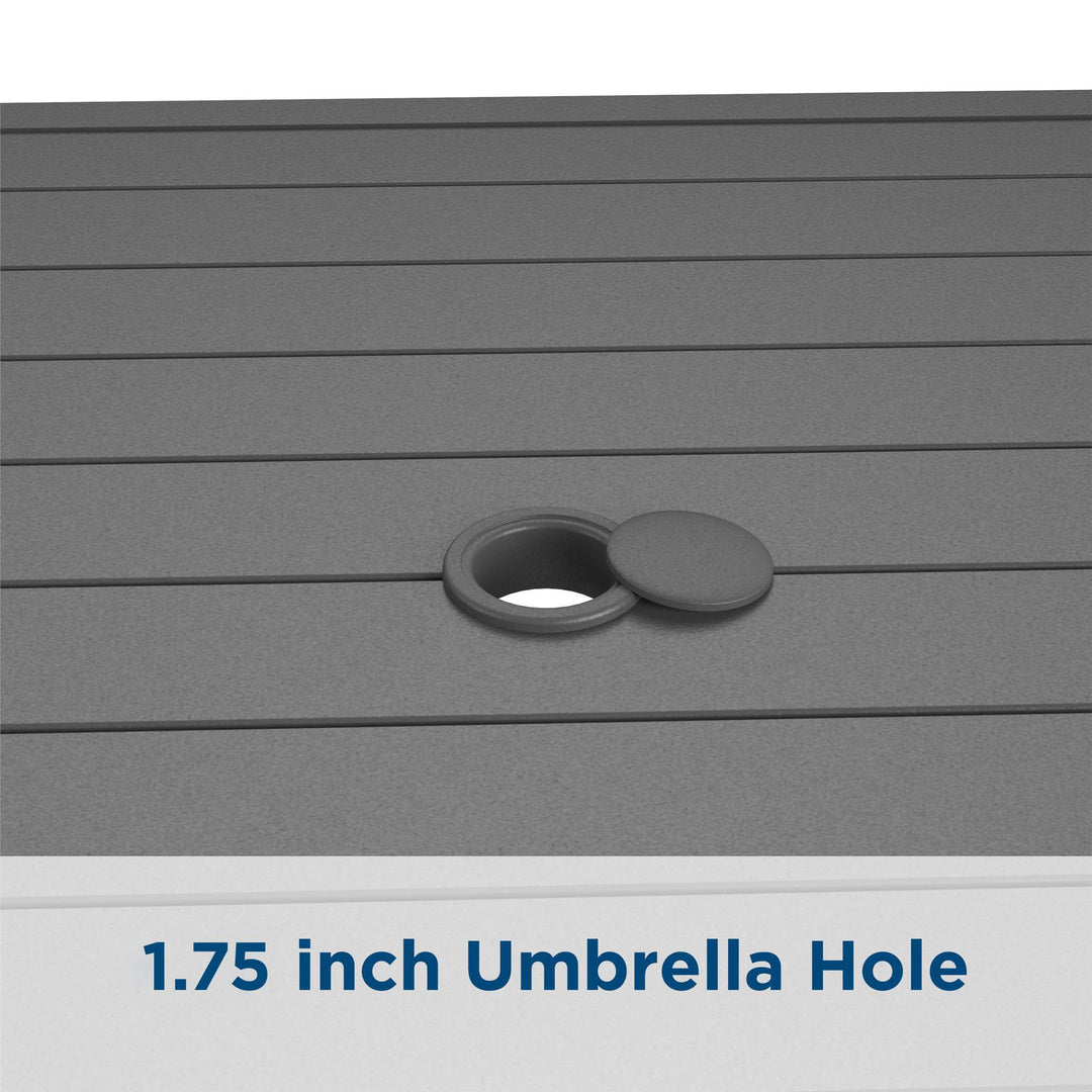Rectangular Weather-Resistant Patio Dining Table with Standard Wmbrella Opening - Charcoal