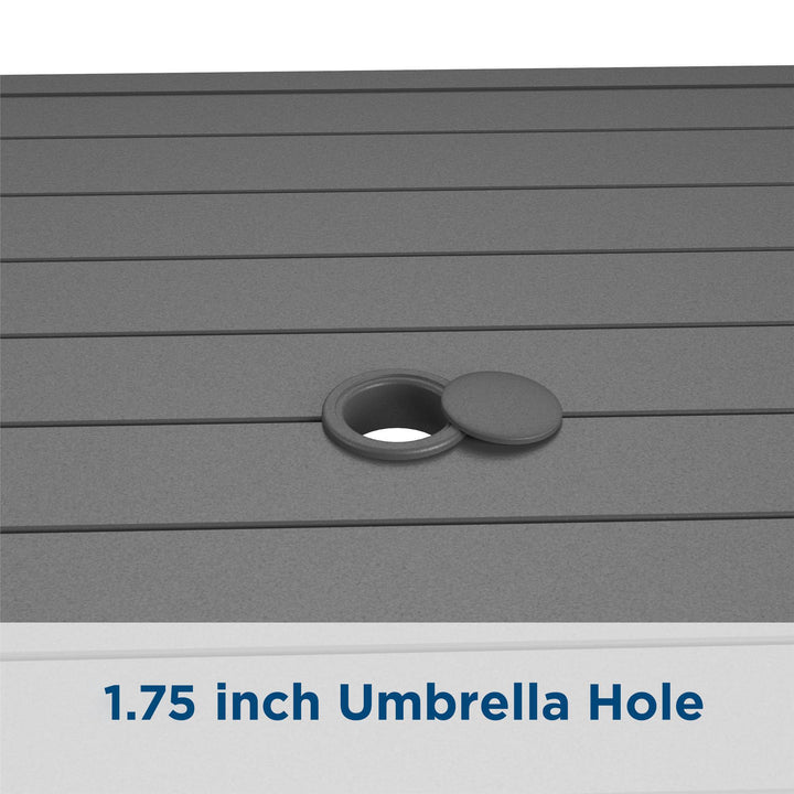 Rectangular Weather-Resistant Patio Dining Table with Standard Wmbrella Opening - Charcoal