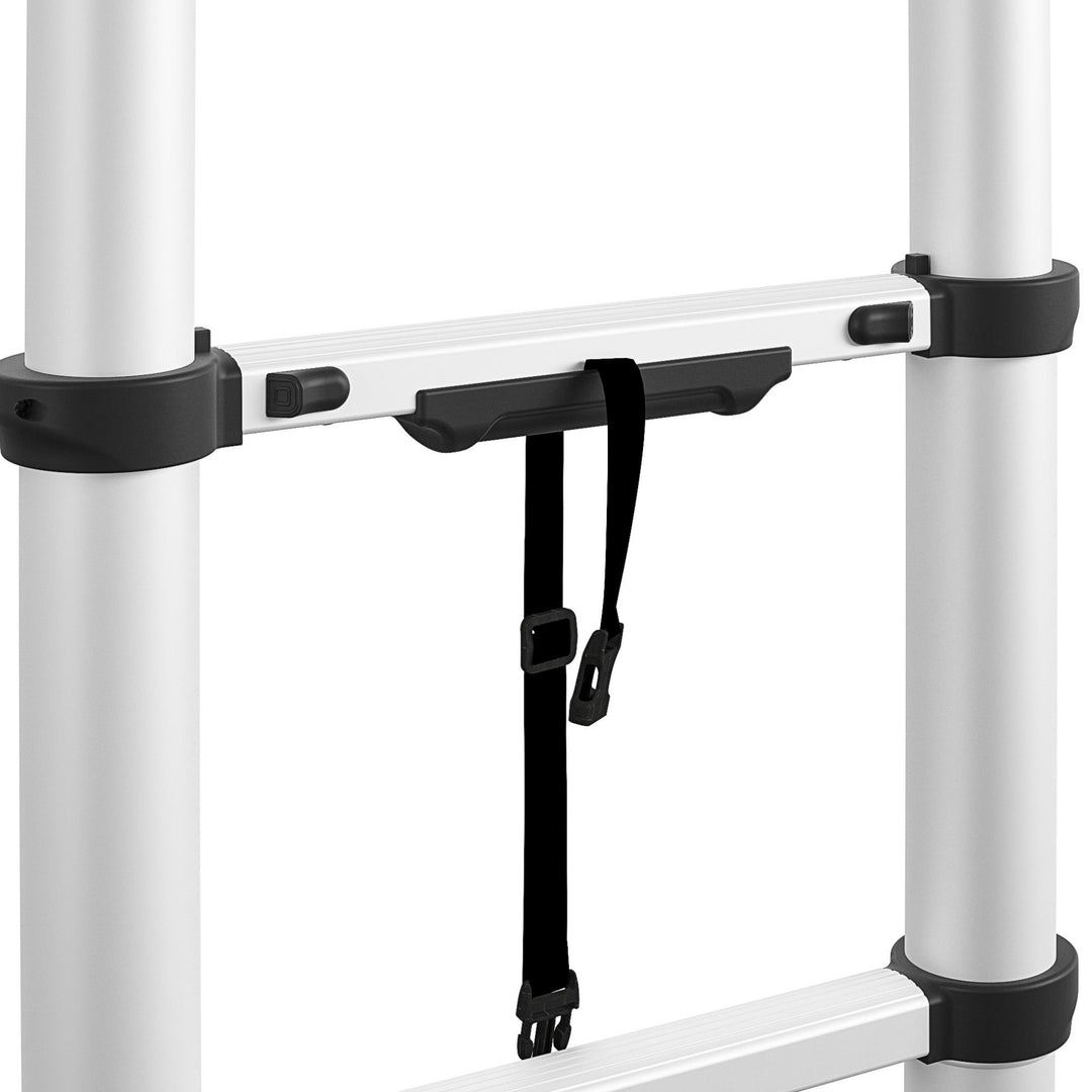 Telescoping ladder with ergonomic handrail  - Aluminum/Black - 14ft 