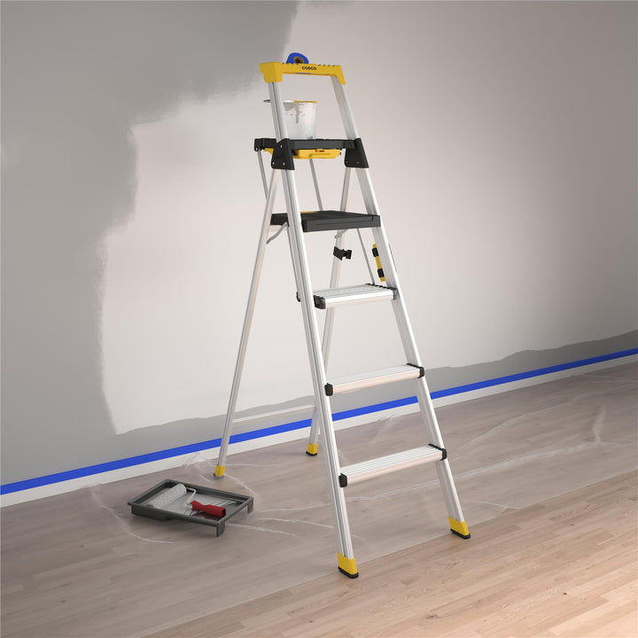 72 Inch Commercial Aluminum Project Ladder -  Silver 