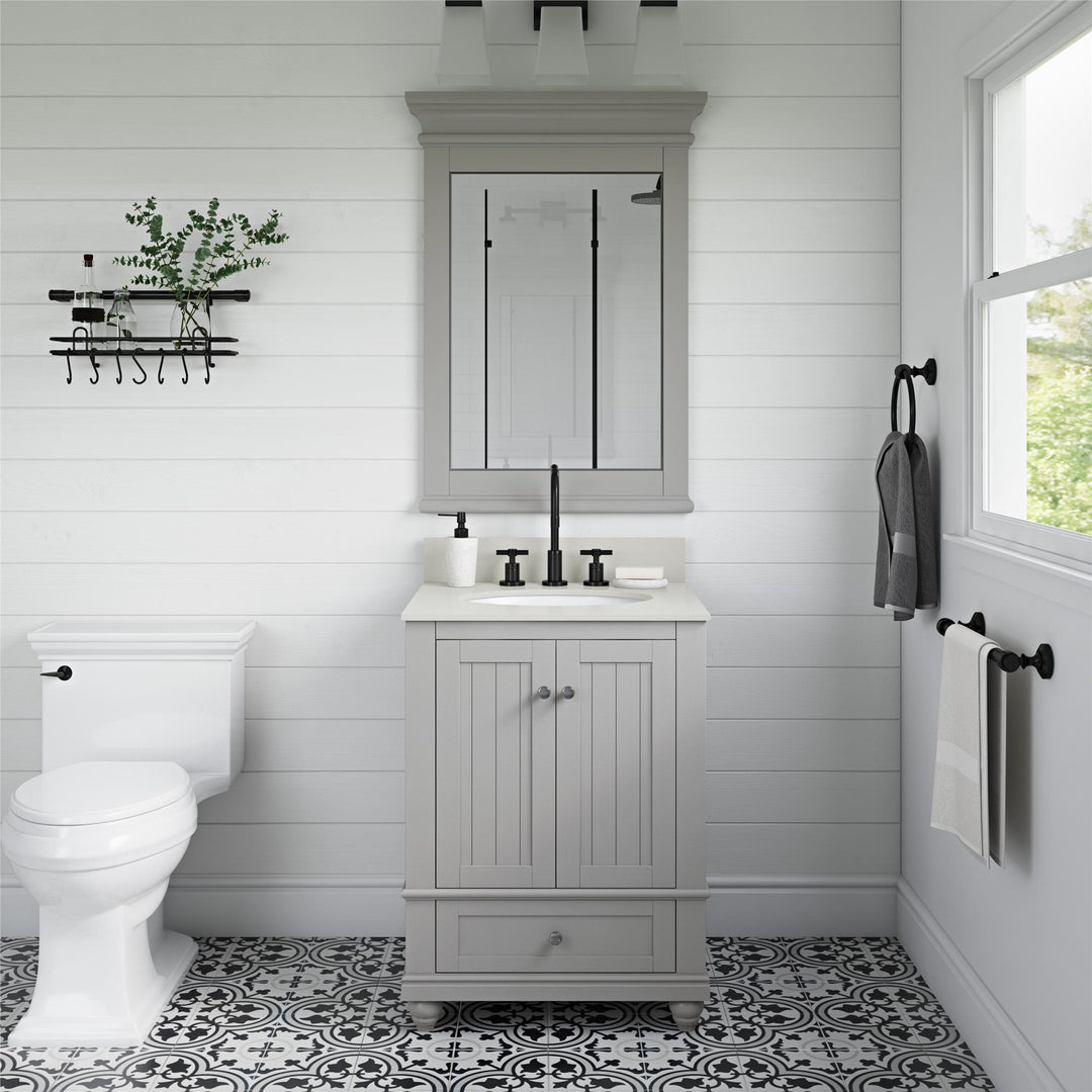 Bathroom vanity with composite top -  Gray - 24"