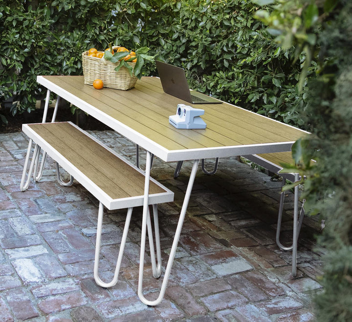 Paulette Outdoor/Indoor Table and Bench Set - White