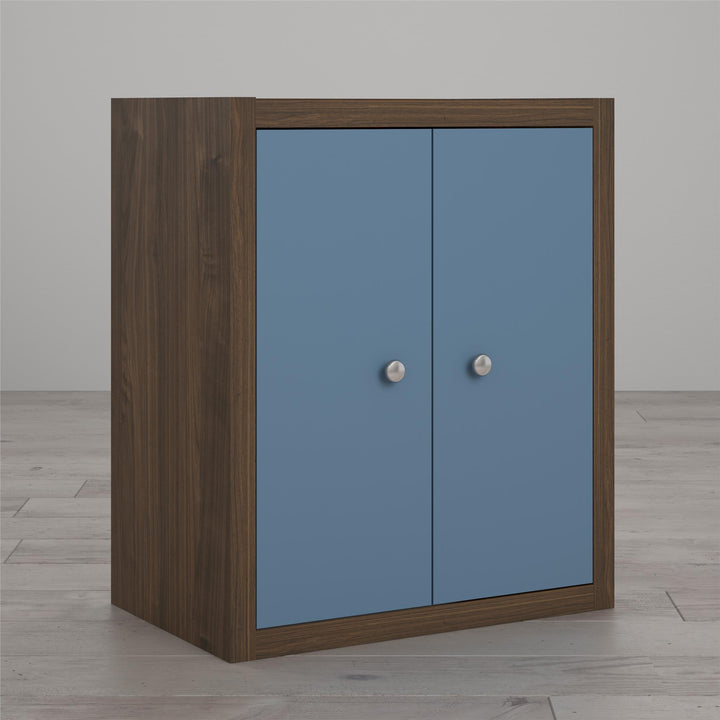 Bookcase with integrated doors -  Blue