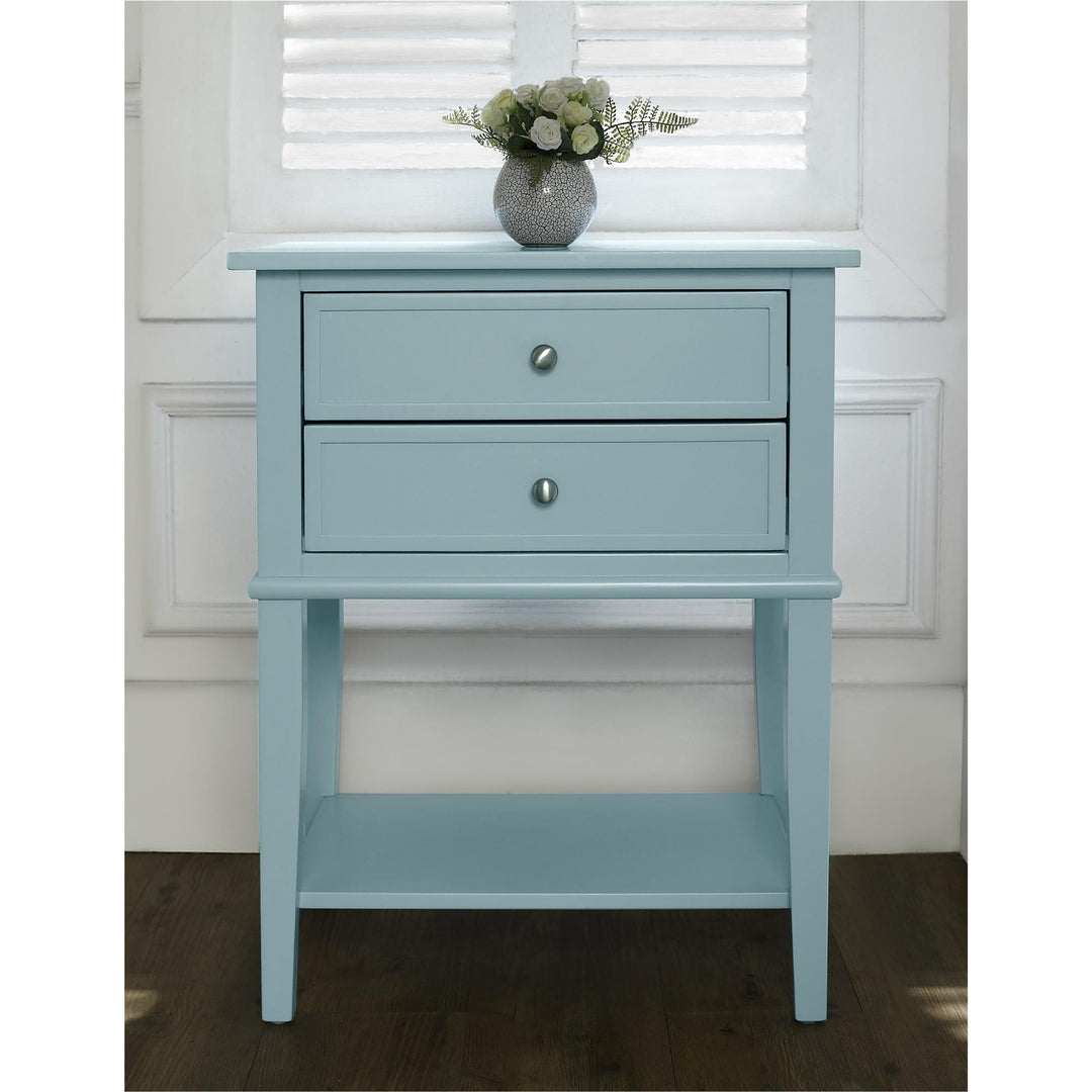 Elegant Franklin Accent Table with Drawers -  Blue