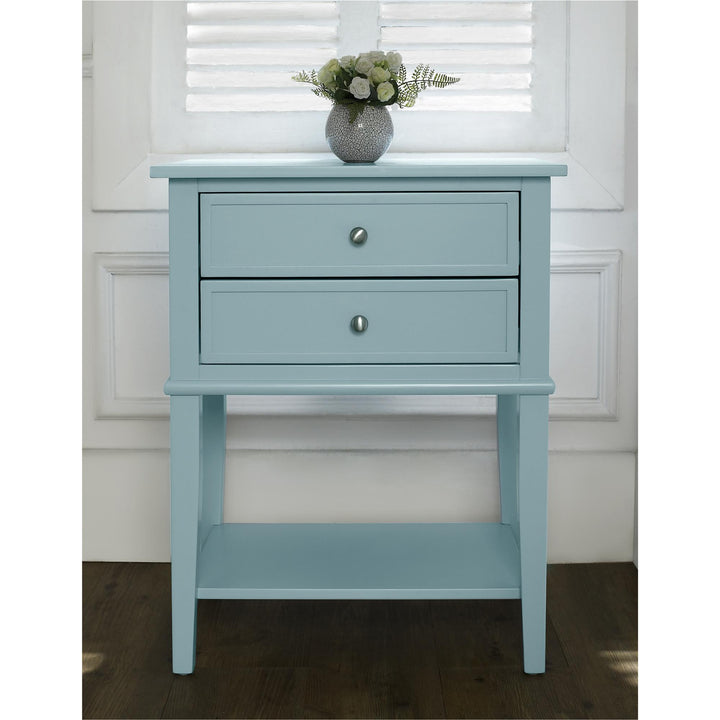 Elegant Franklin Accent Table with Drawers -  Blue