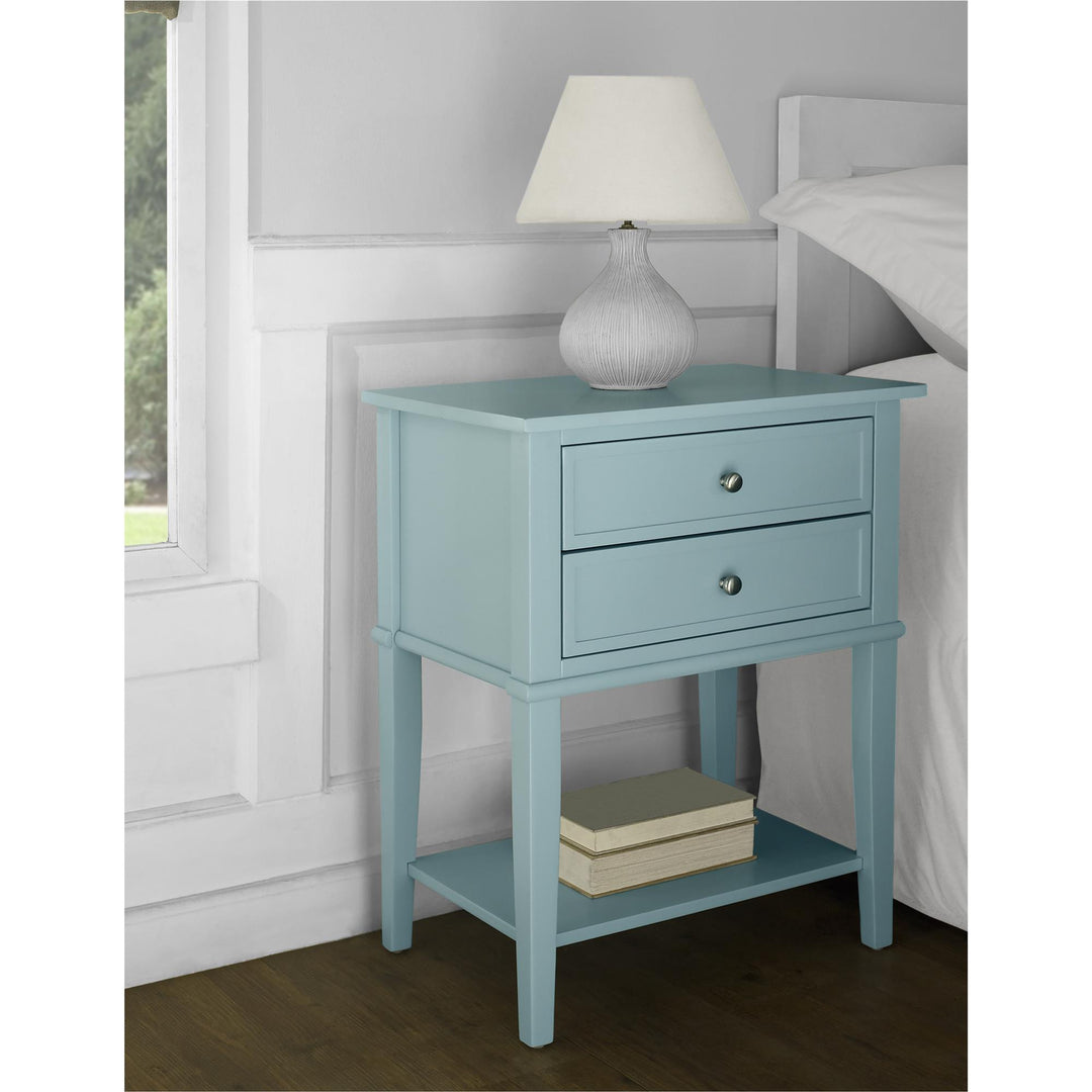 Durable Accent Table with Drawers and Lower Shelf -  Blue