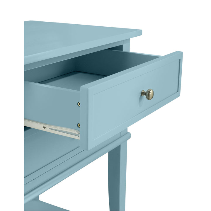 Accent Table with 2 Drawers and Shelf -  Blue