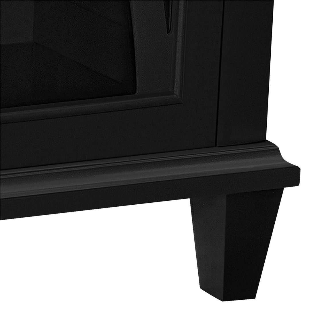Glass Double Door Accent Cabinet for Living Room -  Black