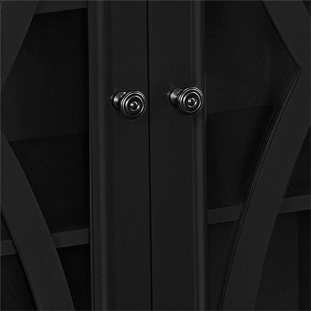 Ellington Glass Double Door Cabinet with Shelves -  Black