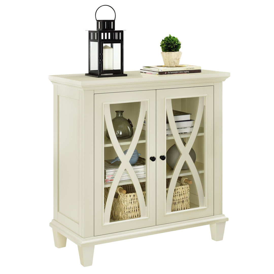 Ellington Glass Accent Cabinet with Shelves -  Ivory