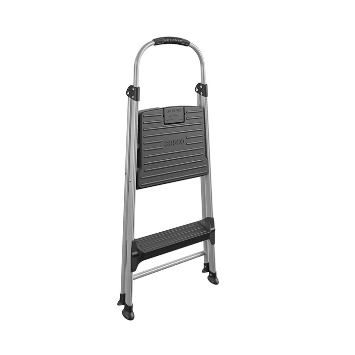 Stable and Foldable Step Stool 2 Step -  Aluminum/Black 