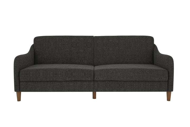 futon with round wood legs - Grey Linen