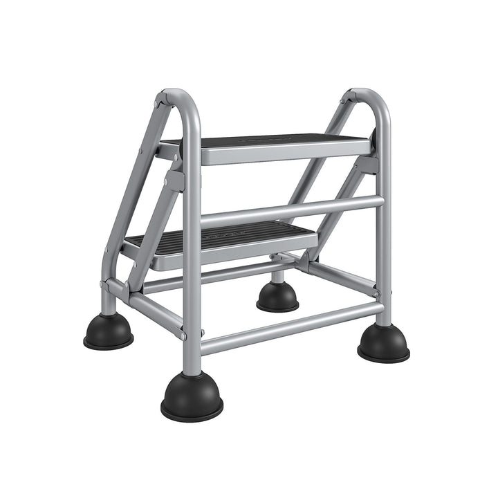 Commercial 2 Step Rolling Ladder -  Grey/Grey/Blue