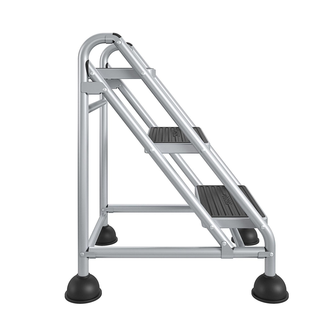 3 Step Suction Cup Stabilized Rolling Ladder -  Grey/Grey/Blue