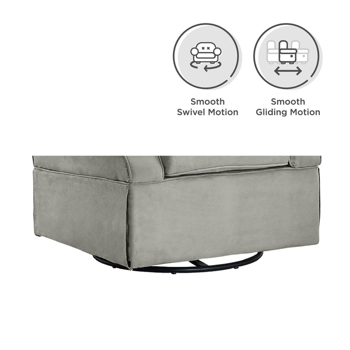 Solid Wood Frame Kelcie Swivel Glider Chair and Ottoman Set -  Gray