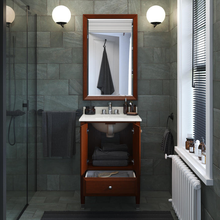 Metcalfe 30 Inch Bathroom Vanity with Composite Granite Counter Top - Florence Walnut - 24"