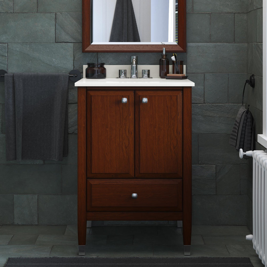 Metcalfe 30 Inch Bathroom Vanity with Composite Granite Counter Top - Florence Walnut - 24"
