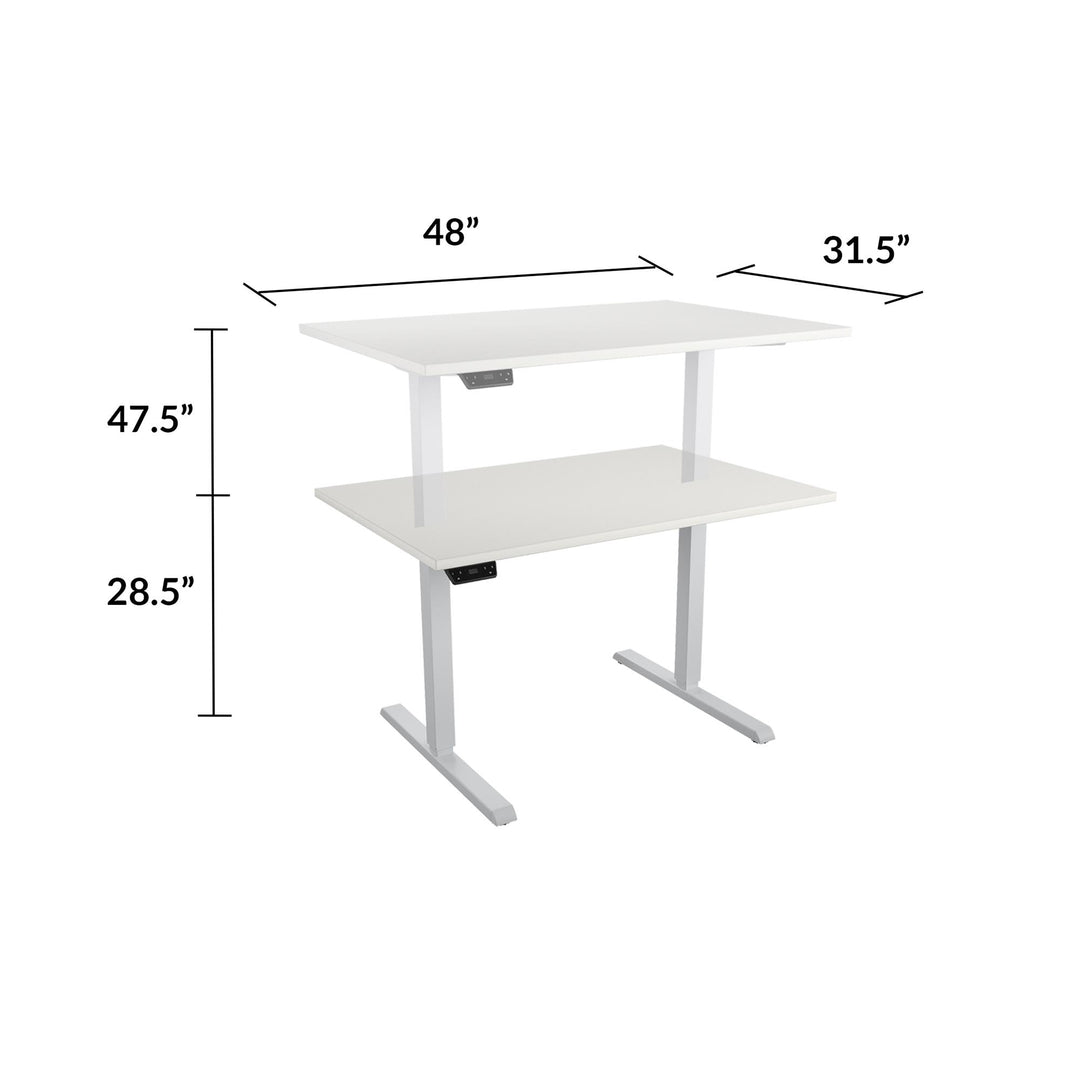 Professional Sit and Stand Adjustable Height Pro-Desk with Pull-Out Drawer - White - 4’ Straight