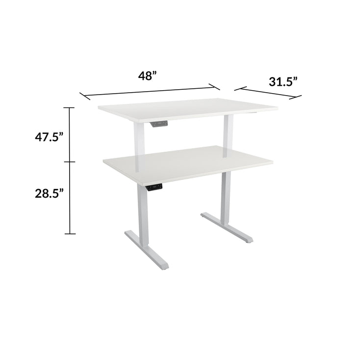 Professional Sit and Stand Adjustable Height Pro-Desk with Pull-Out Drawer - White - 4’ Straight
