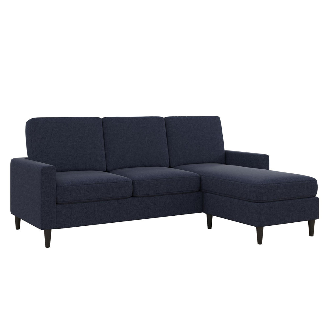 Kaci Linen Upholstered Reversible Sectional - Blue