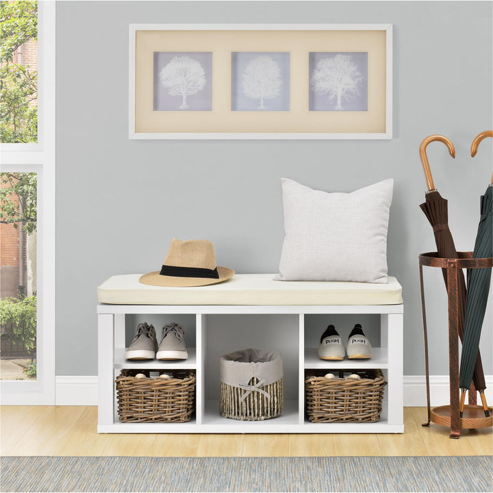 Parsons multipurpose storage bench with cushion -  White