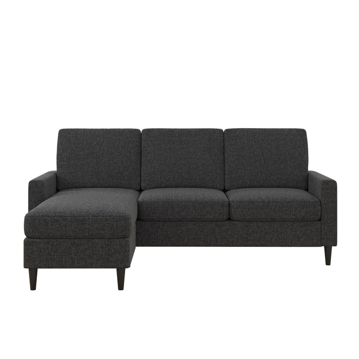 Kaci Linen Upholstered Reversible Sectional - Charcoal