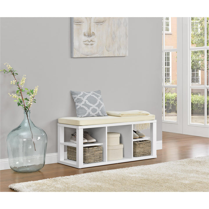 Stylish and functional multipurpose storage bench -  White