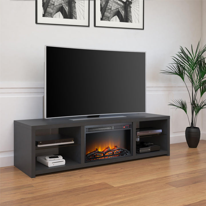 Harrison TV Stand with Electric Fireplace 70 Inch -  Black