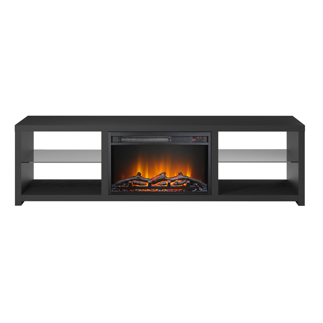Harrison TV Stand with Electric Fireplace for TVs up to 70 Inch  -  Black