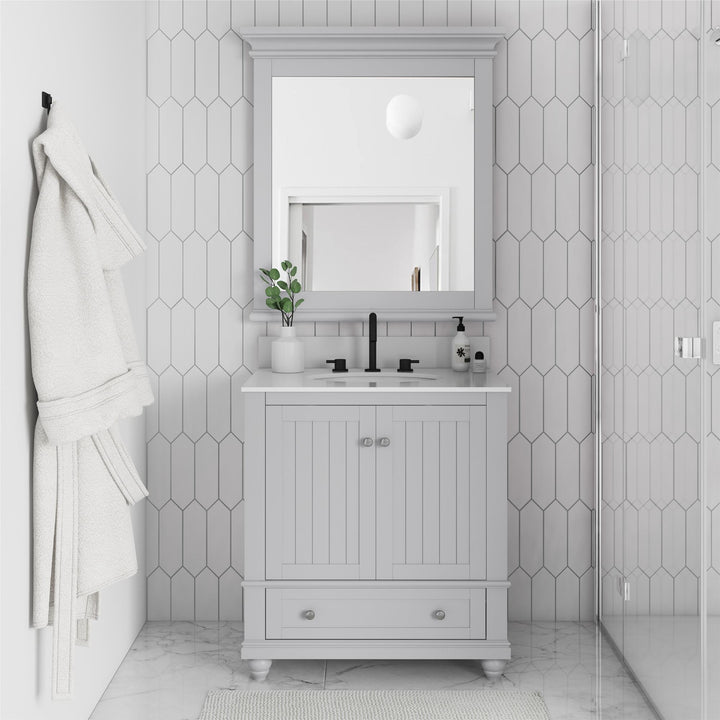 Premium bathroom mirror with decoration -  Gray - 30"