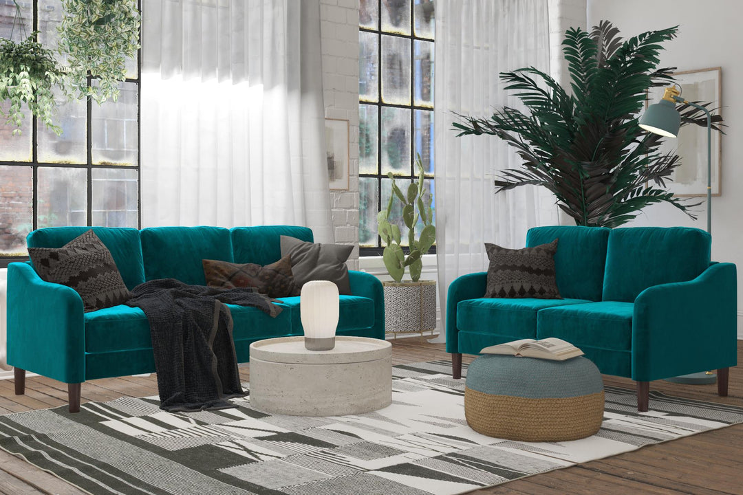 Marbella Velvet Upholstered 3-Seater Sofa - Green