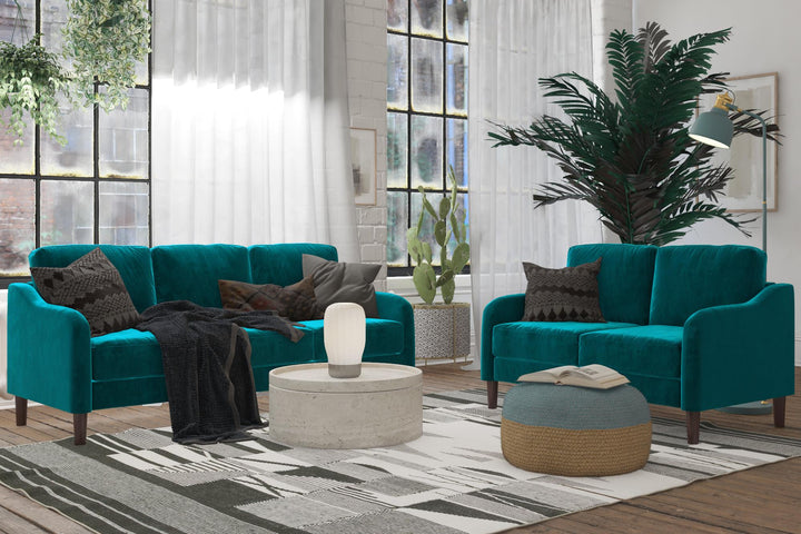 Marbella Velvet Upholstered 3-Seater Sofa - Green