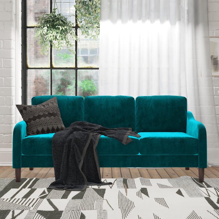 Marbella Velvet Upholstered 3-Seater Sofa - Green