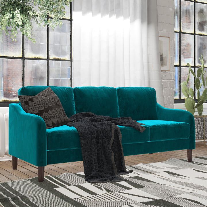 Marbella Velvet Upholstered 3-Seater Sofa - Green
