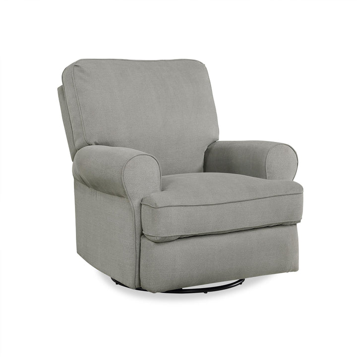 Tiana Swivel Glider Recliner Chair with Big Roll Arms and Pillowback  -  Gray
