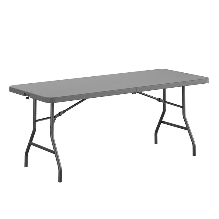 6 foot Commercial Fold-in-Half Blow Mold Table  -  Gray 