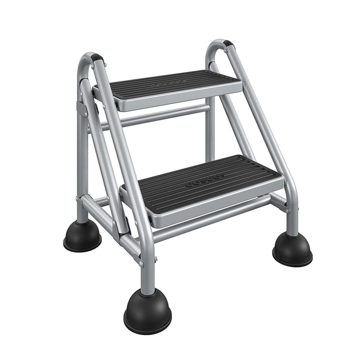 Commercial 2 Step Ladder with Suction Cups -  Grey/Grey/Blue
