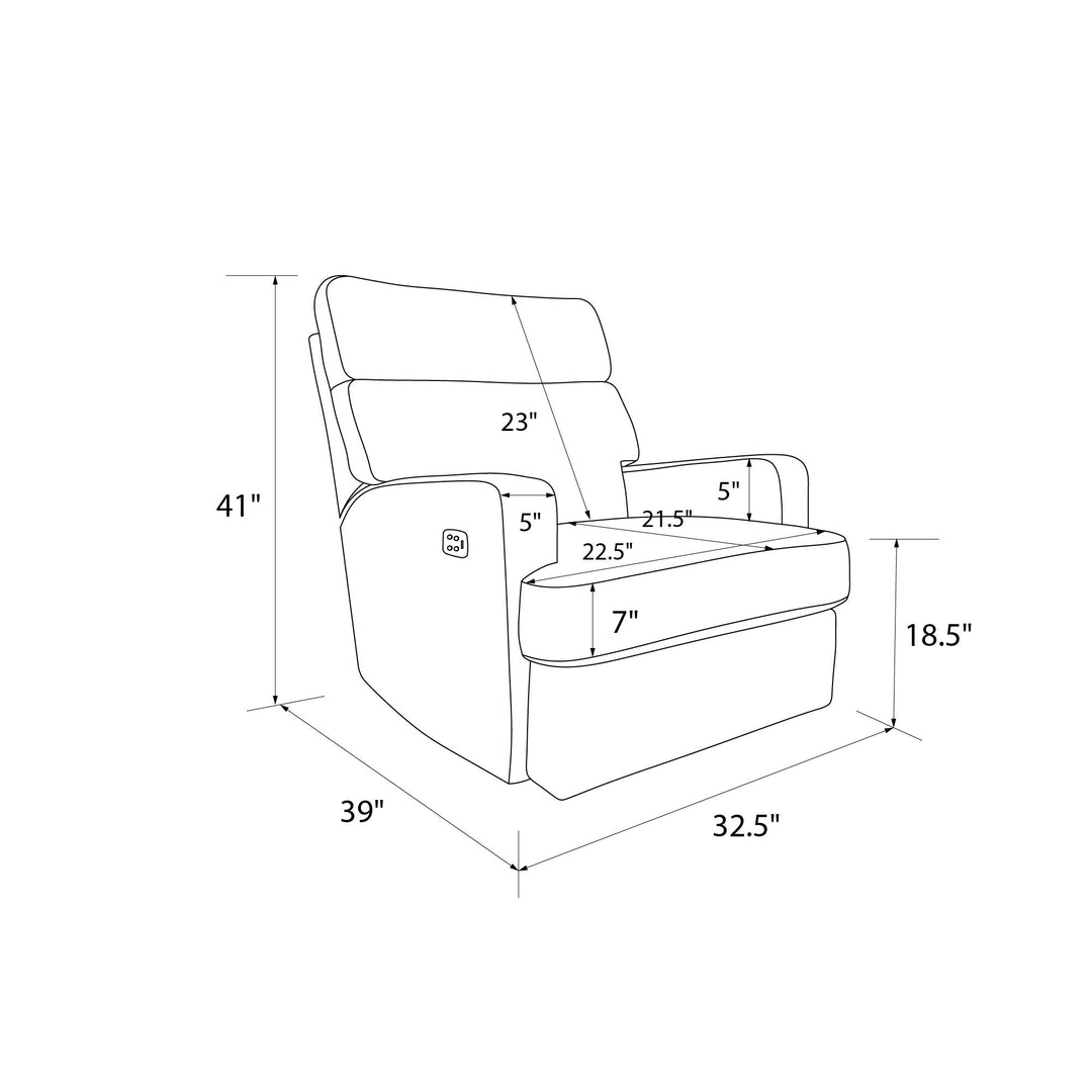 Kizzie Memory Foam Headrest Dual Power Rocking Recliner -  Gray