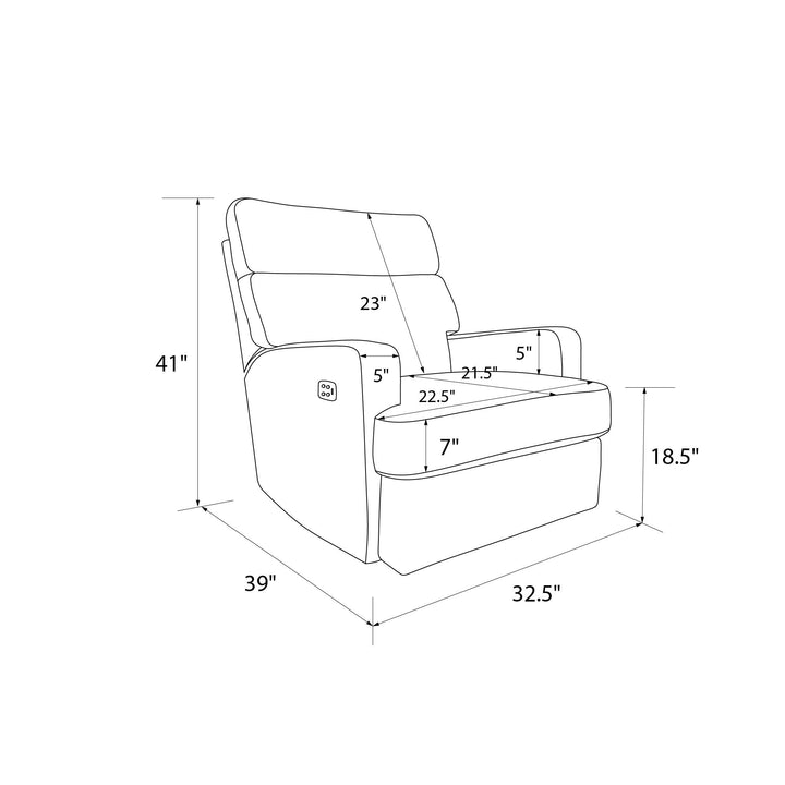 Kizzie Memory Foam Headrest Dual Power Rocking Recliner -  Gray