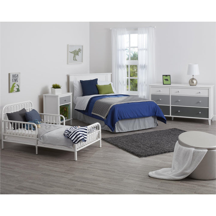 Spacious 6 drawer dresser with customizable knobs -  Gray