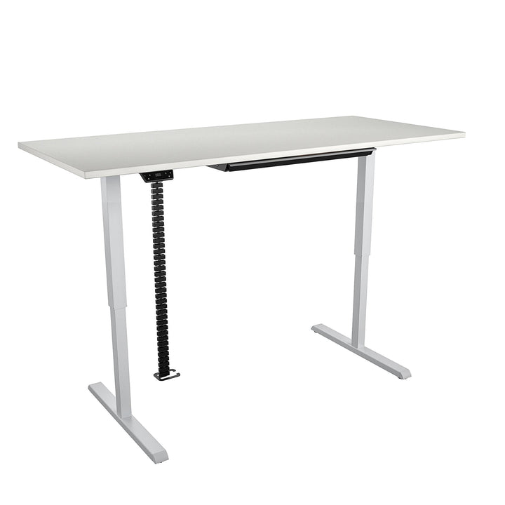 Professional Sit and Stand Adjustable Height Pro-Desk with Pull-Out Drawer - White - 5’ Straight