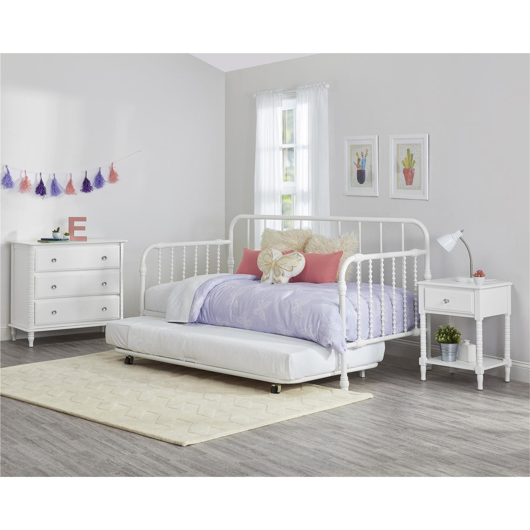 Kids nightstand with wooden legs -  White