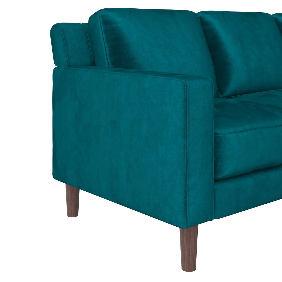Stylish 3 Seater Sofa with Wood Legs -  Green