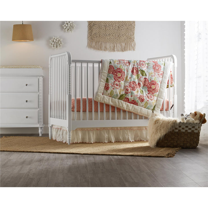 3 Drawer Dresser with Wood Feet -  White