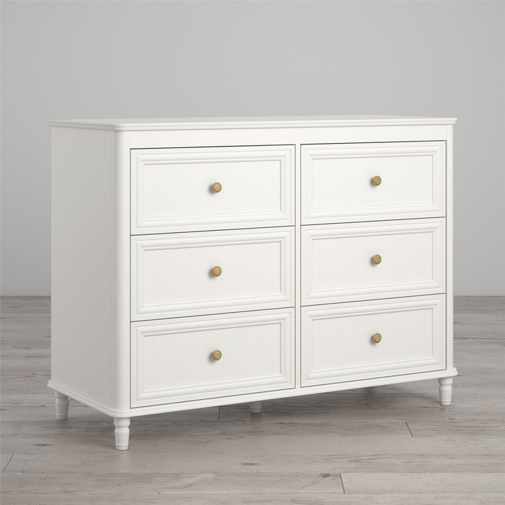 Stylish 6 drawer dresser with painted finish -  Cream