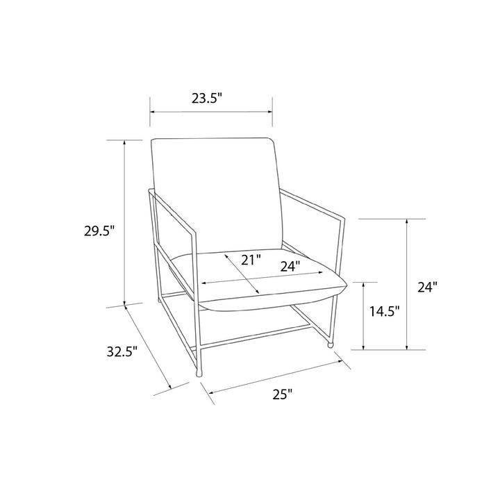 Metal Frame Chair with Velvet Cushion -  Gray