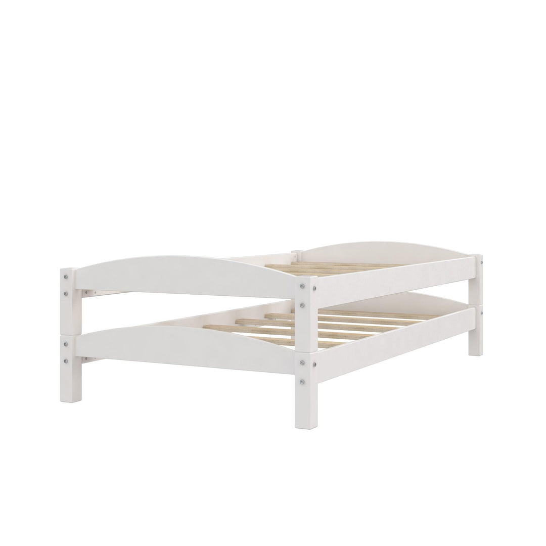 twin stackable bed with slats - White
